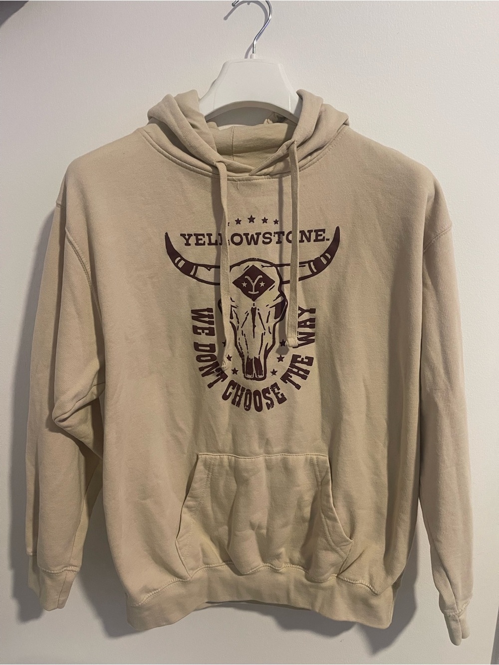 Graphic Beige Pullover Hoodie